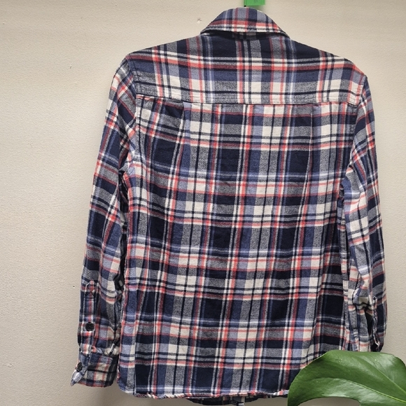 Tilly's Navy and Red Plaid Button Down Shirt - Picture 5 of 7
